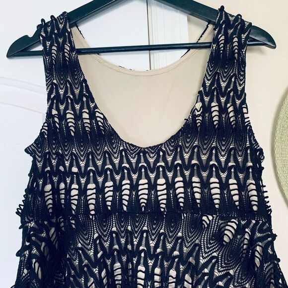 Chelsea GIRL River Island Black & Nude Crochet Babydoll Cocktail Dress Size L/12 - Picture 10 of 10